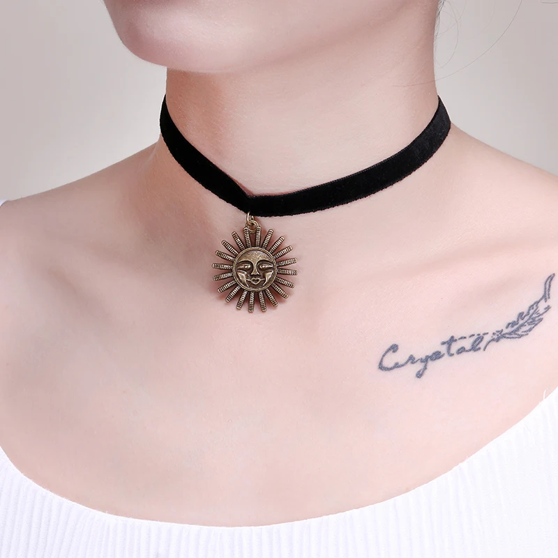 Женское бархатное колье Goth Leon классическое колье-чокер с черной лентой ювелирные