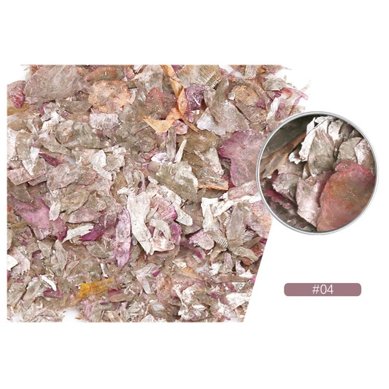 04 Nail Rock Slice Mica Slice Shell Slice Thin Fragment Mix Piece Nail Ornament Nail Art Jewelry Decoration Rose Gold 3D Charms - Цвет: 04