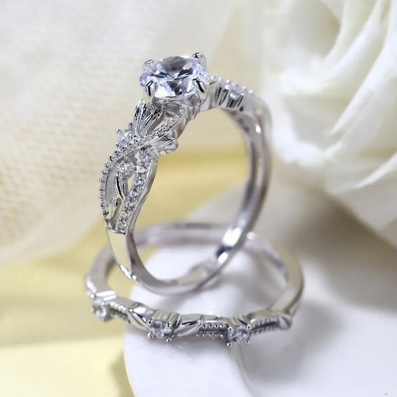 Женское кольцо 2 в 1 с цирконием дизайнерское цветами аксессуары для помолвки