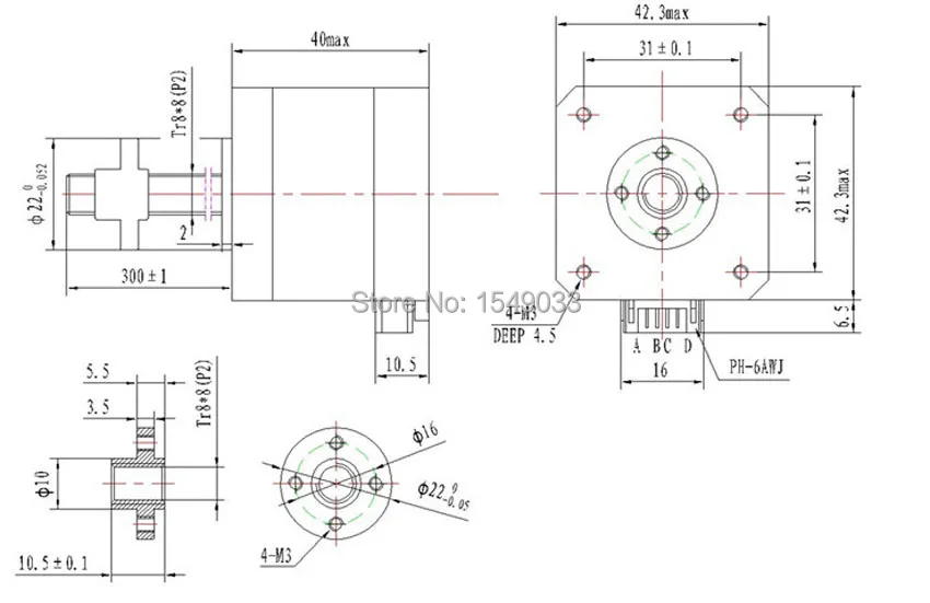 42 3D принтер винт линейный шаговый двигатель 1.5A 40 мм длина винта 300 | Строительство