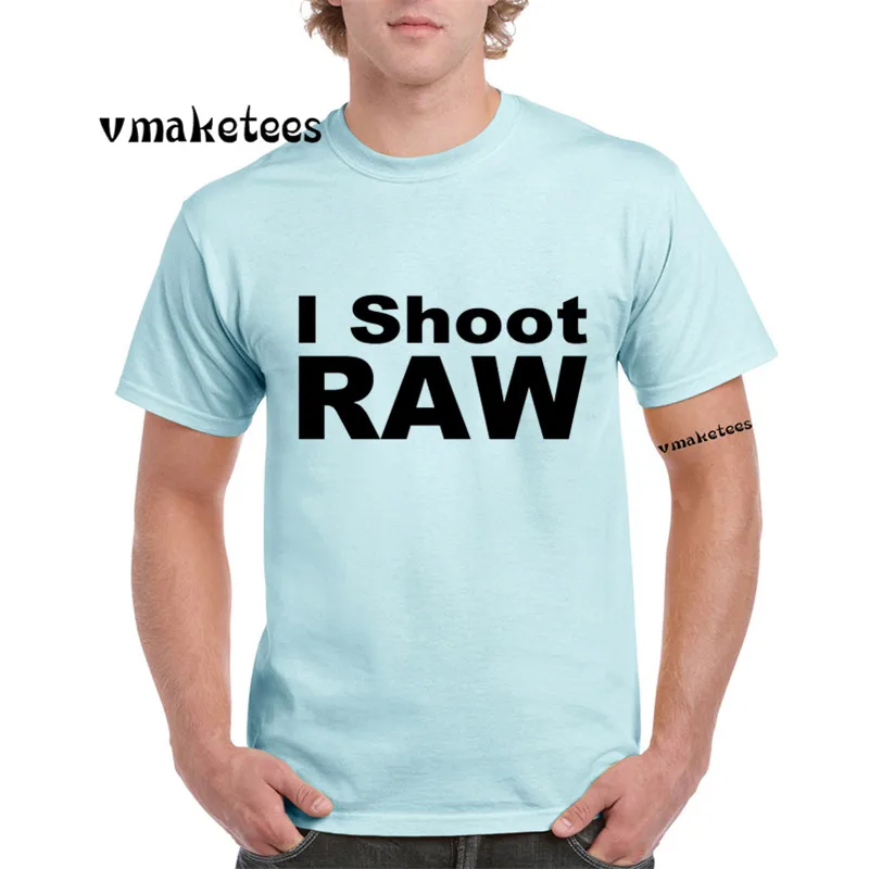 Я Shoot RAW забавная футболка с коротким рукавом o-образным вырезом летние Фото