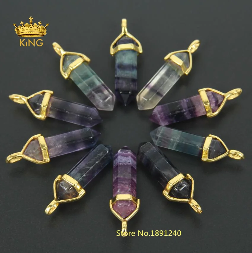 Поставщик ювелирных изделий JXD007 из натуральной радуги|crystal hexagon|point pendantrainbow fluorite |