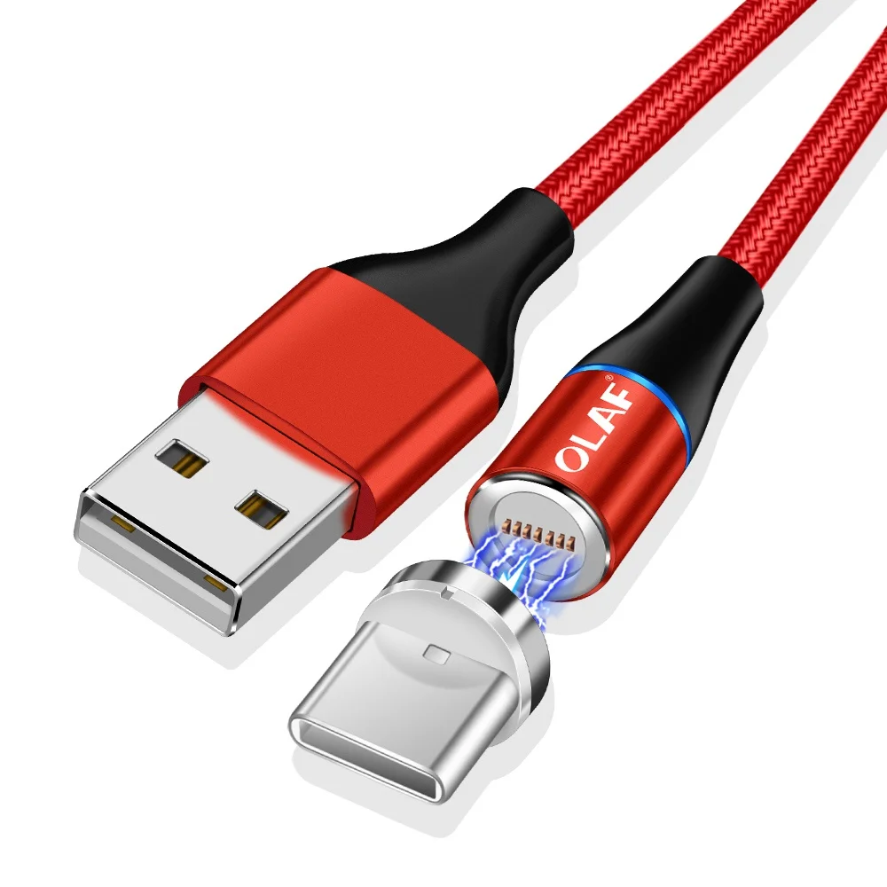 Red Type C Cable Олаф 3а Быстрая зарядка Магнитный Micro USB Type C кабель зарядное устройство для iPhone 6 7 8 Plus X XR XS Max зарядки мобильного телефона USBC шнур - Цвет: Red Type C Cable