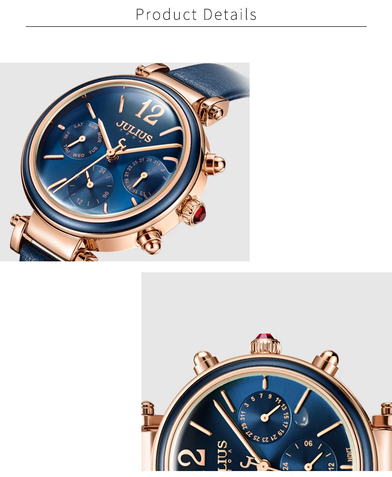 Julius брендовые креативные часы Женская мода Chronos кварцевые часы Ретро Винтаж Montre Femme Авто день дата женские часы JA-958