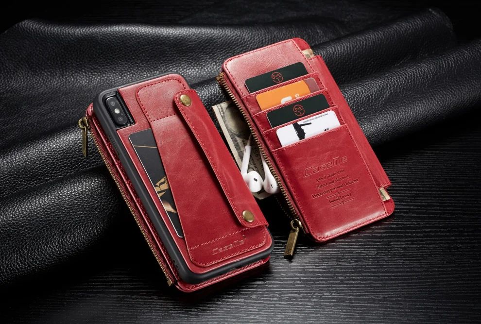 Роскошный кожаный чехол-книжка на молнии для iPhone X, XS, XS, MAX, XR с несколькими отделениями для карт, ТПУ и кожаный чехол для iPhone XS MAX