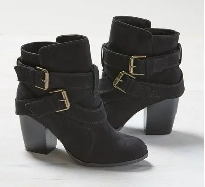 Европейский стиль; винтажные женские ботильоны на высоком каблуке; повседневная женская обувь на резиновой подошве с пряжкой; Ботинки martin; женские ботинки «Челси»