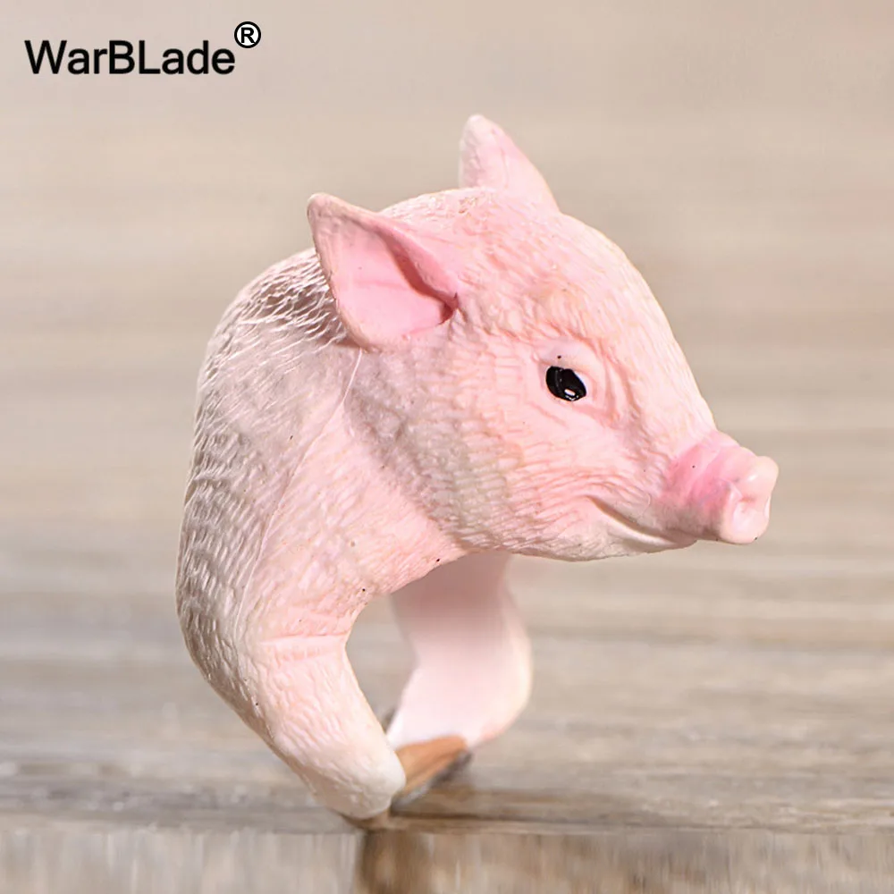 WarBLade 10 шт. милые розовые кольца в виде свиньи 3D животных кольца на палец милый Бульдог для кошек, собак, кроликов, панды мультфильм Смола манжета кольцо ювелирные изделия