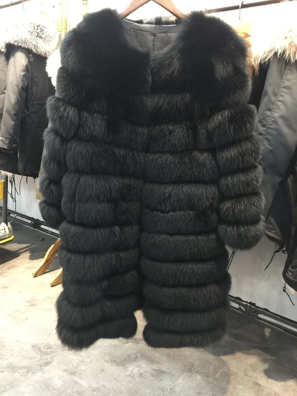 Jancoco Max 11 строк зимние теплые длинные пальто из натурального Лисьего меха женская верхняя одежда высокого качества натуральная Меховая куртка Верхняя одежда S7169