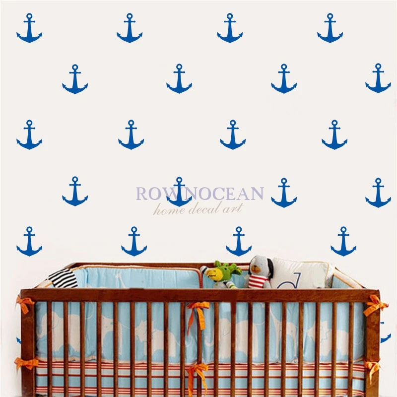 70 шт. 6*5 маленьких настенных наклеек виниловая настенная наклейка с якорем для