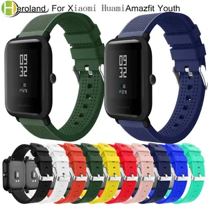 20 мм силиконовый ремешок для часов Xiaomi Huami Amazfit Bip BIT PACE Lite Youth smart ремешок для часов Спортивный Браслет Водонепроницаемый