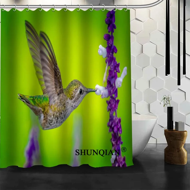 

ShunQian Hummingbird Shower Curtain Funny Curtain For Bathroom Waterproof Polyester Fabric Eco-Friendly Bath Curtain Gift