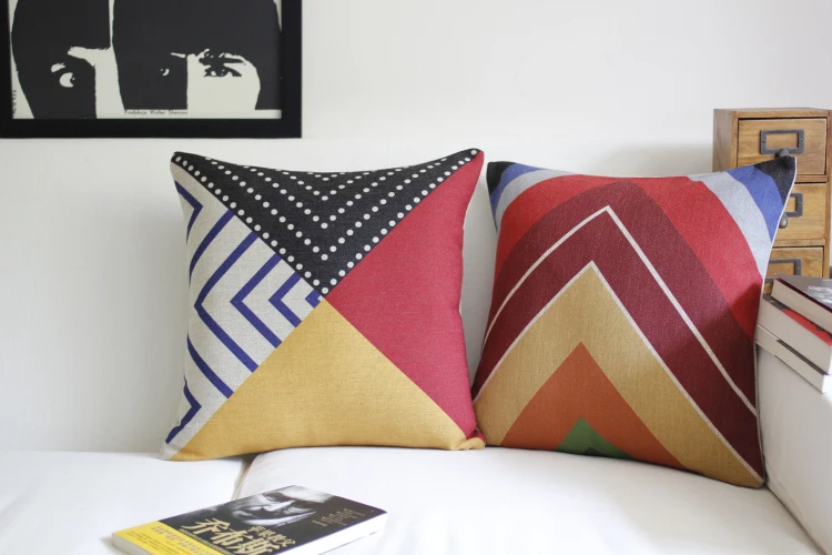 

Retro Abstract Geometric Pillow , Linen cushion , Car Office Home Decorative sofa cushions 45cm*45cm