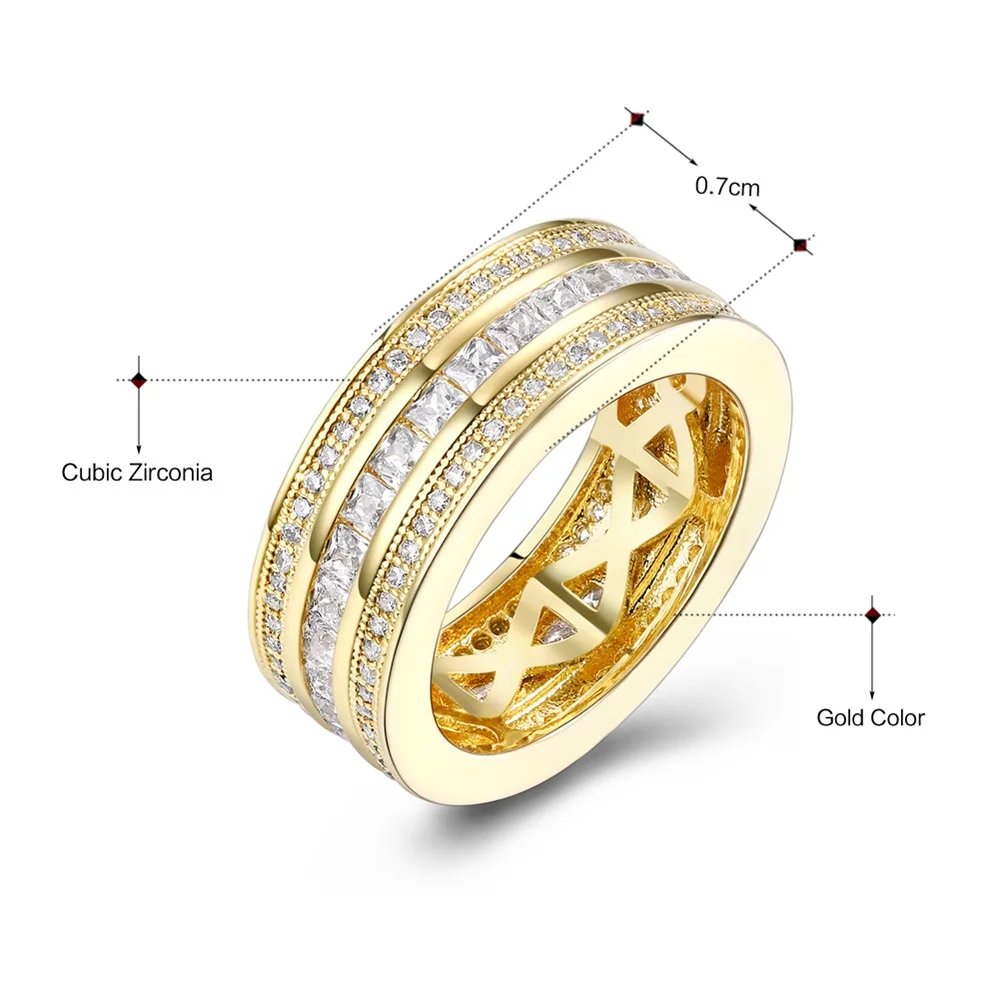 

DreamCarnival 1989 Stackable Ring for Women Classic Wedding Band Rhodium Gold Color 3 Rolls CZ Anniversary Jewelry Anillos 65924