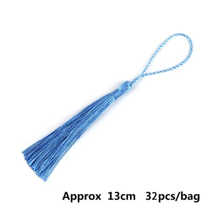 Light Blue Высокое качество 32 шт./упак. 13 см красочные полиэстер, шелк кисточки Ленточки подвесные шторы для украшения дома Швейные одежды - Цвет: Light Blue