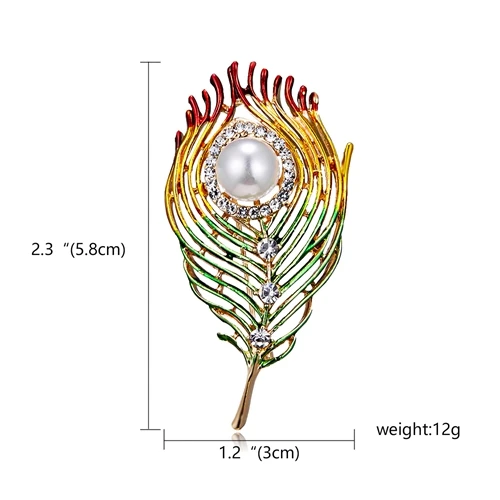 Pearl Leaf RINHOO Fashion Handmade Colorful Camellia Flower Leaf Plants Crystal Rhinestone Collar Brooch Pin for Women Men Costume Jewelry - Metal color: Pearl Leaf
