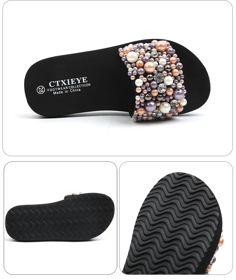 Модные новые летние детские Мультяшные шлепанцы; обувь для мальчиков и девочек; тапочки; сандалии; тапочки с бусинами и жемчужинами; пляжные сандалии для девочки b