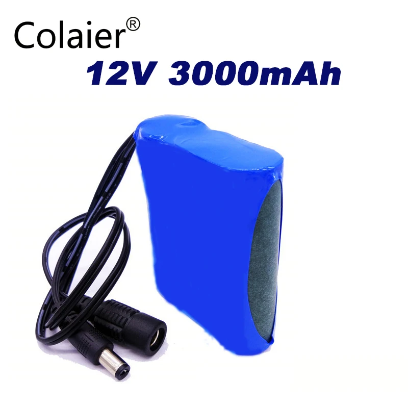 Аккумуляторная батарея Colaier 12 в пост. Тока 3000 мА · ч 18650 Li-lon зарядное устройство