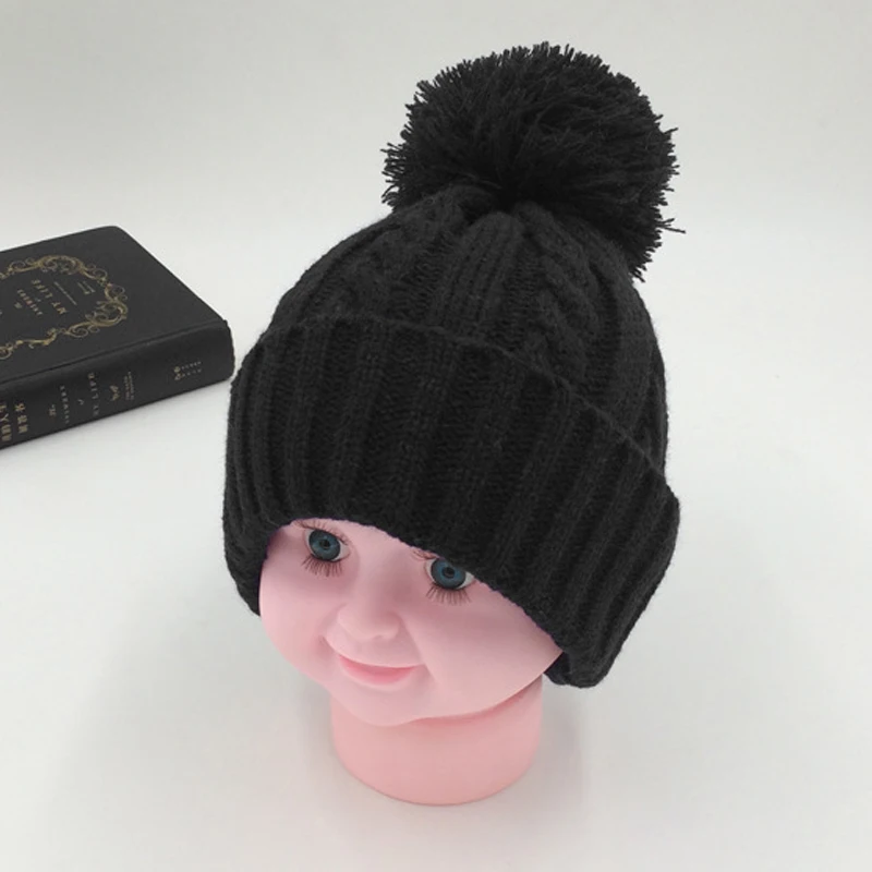 Ребенок дети милые вязаная шапка Hat Baby One/двойной помпоном шерстяная шар крючком