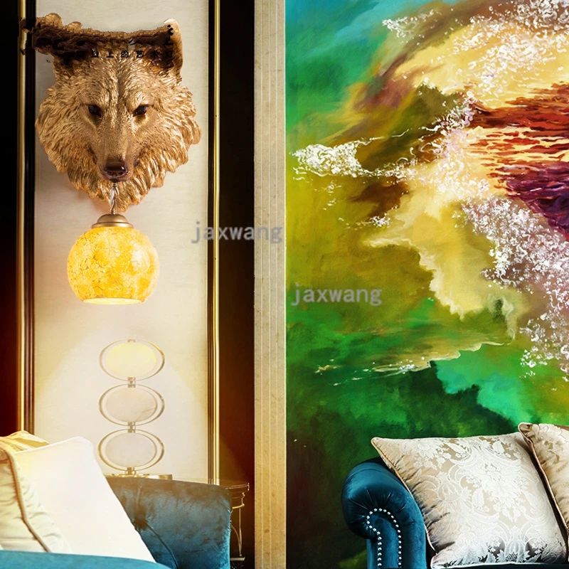 Американские Ретро Настенные светильники с животными для гостиной спальни