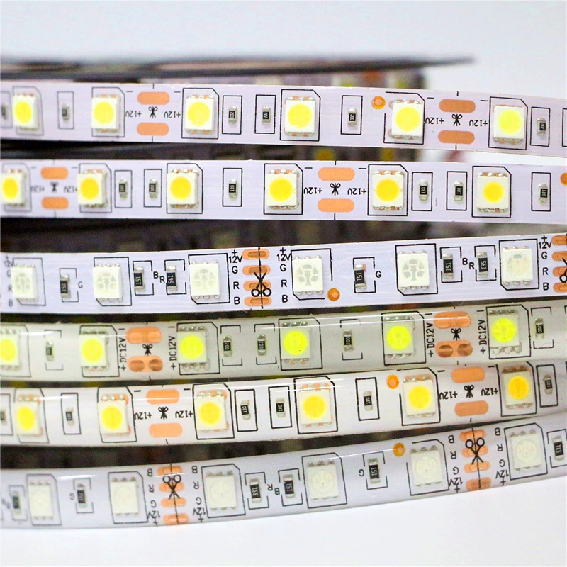 Гибкая СВЕТОДИОДНАЯ лента SMD 5050 1/2/3/4/5 м 12 В 60 светодиодов/м водостойкая|5m smd 5050|led