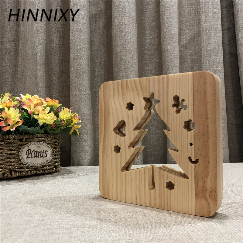 Hinnixy 3D резьба по дереву Ночной свет ноги дерево кофейная чашка крест LED