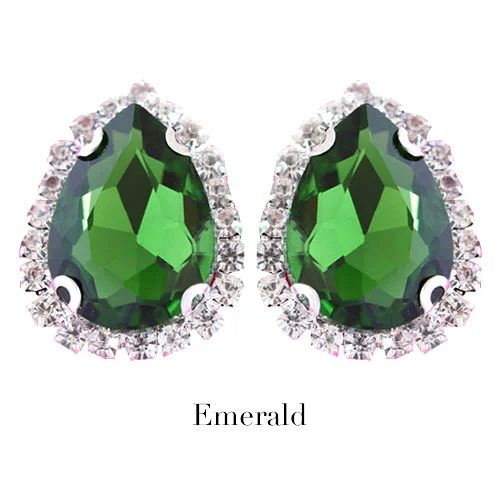 Emerald 30 Цвета 20 шт Стекло пришить стразы с пряжкой край 13x18 мм Flatback хрустальные Швейные Стразы для одежды B0716 - Цвет: Emerald
