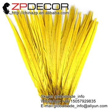 yellow Zpdecor 100 шт./лот 40-45 см(16-18 дюймов) непосредственно окрашенный оранжевый хвост фазана перья для карнавального костюма украшения - Цвет: yellow