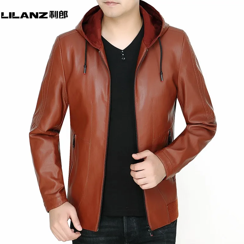 M 3xl новые весенние Для мужчин кожаная куртка для мальчиков тонкие Haining кожа с