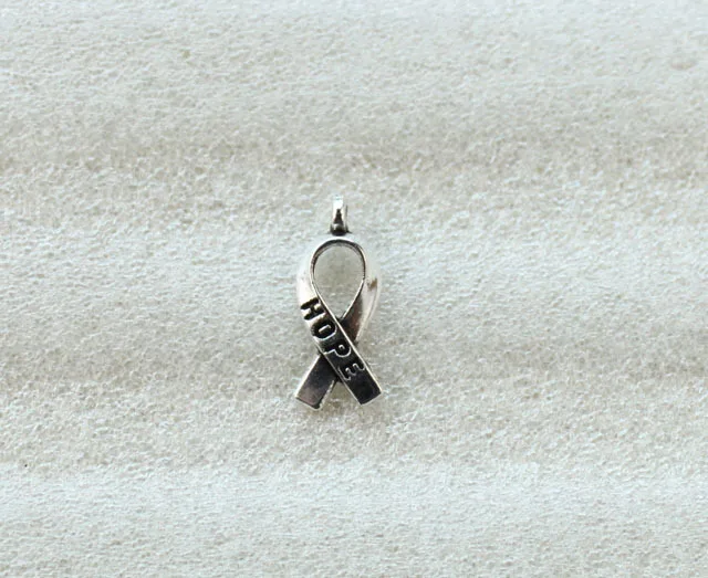 

280PCS Antiqued Silver Color Cancer Awareness HOPE Ribbon Charms A5104