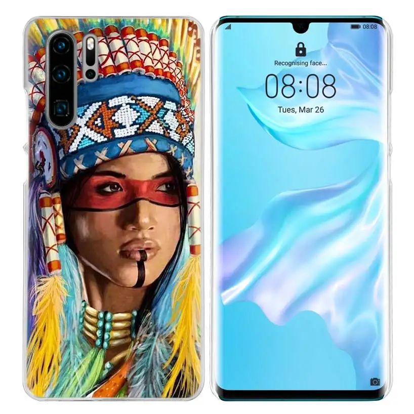 09 Индеец перья девушка чехол для huawei P20 P Smart Z Plus P30 P10 P9 P8 mate 10 20 lite Pro Жесткий PC чехол для телефона - Цвет: 09