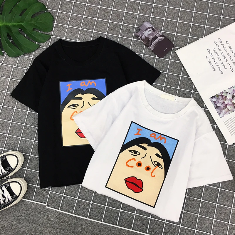 Harajuku I Am Cool белая хлопковая Футболка с забавным буквенным принтом Женская