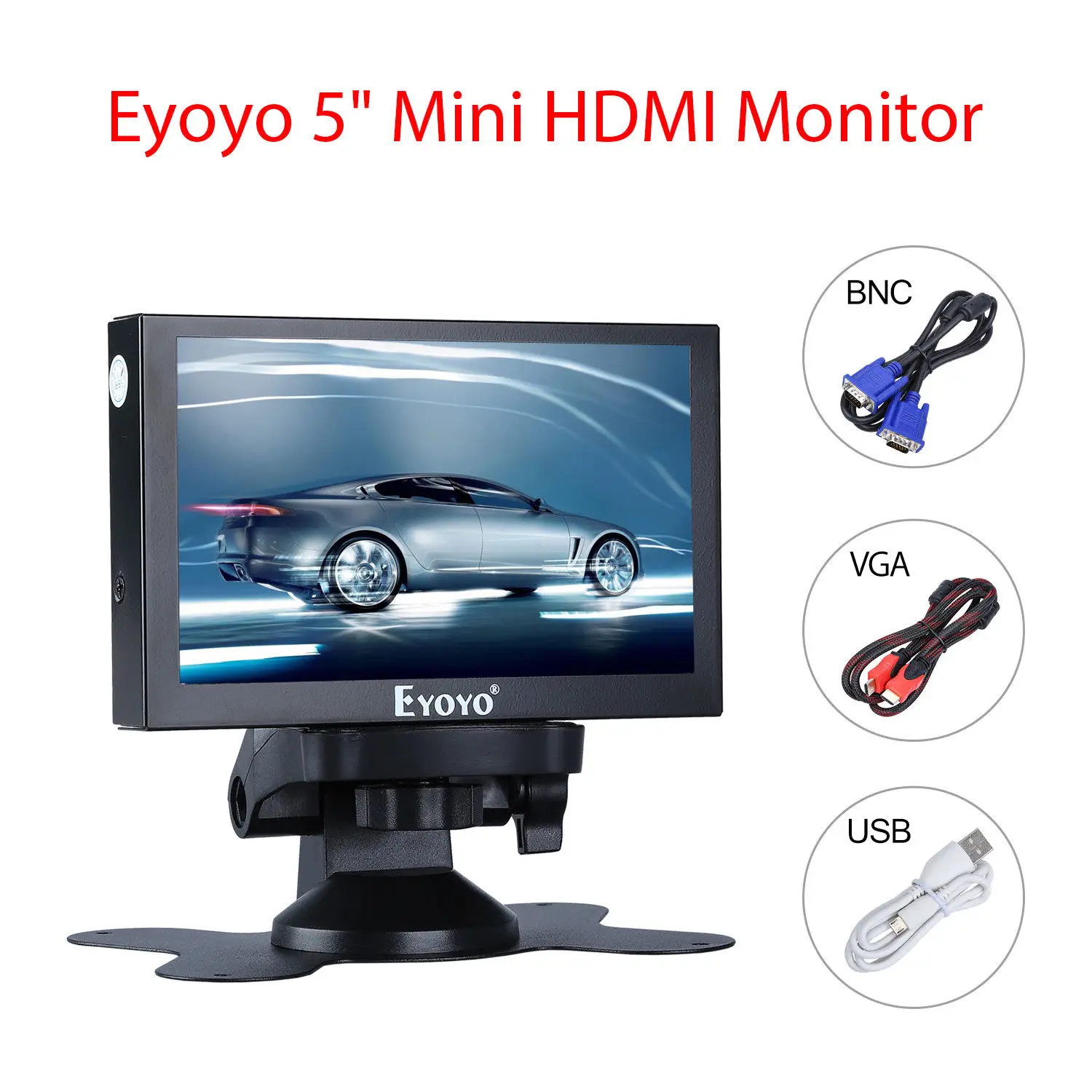 

Eyoyo 5 inch Mini HDMI Monitor 800x480 Car Rear View TFT LCD Color Screen Display With BNC/VGA/AV/HDMI Output Built-in Speaker