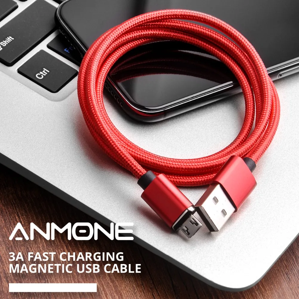 ANMONE Магнитный кабель быстрое зарядное устройство Micro USB 1 м 2 Android шнур для передачи
