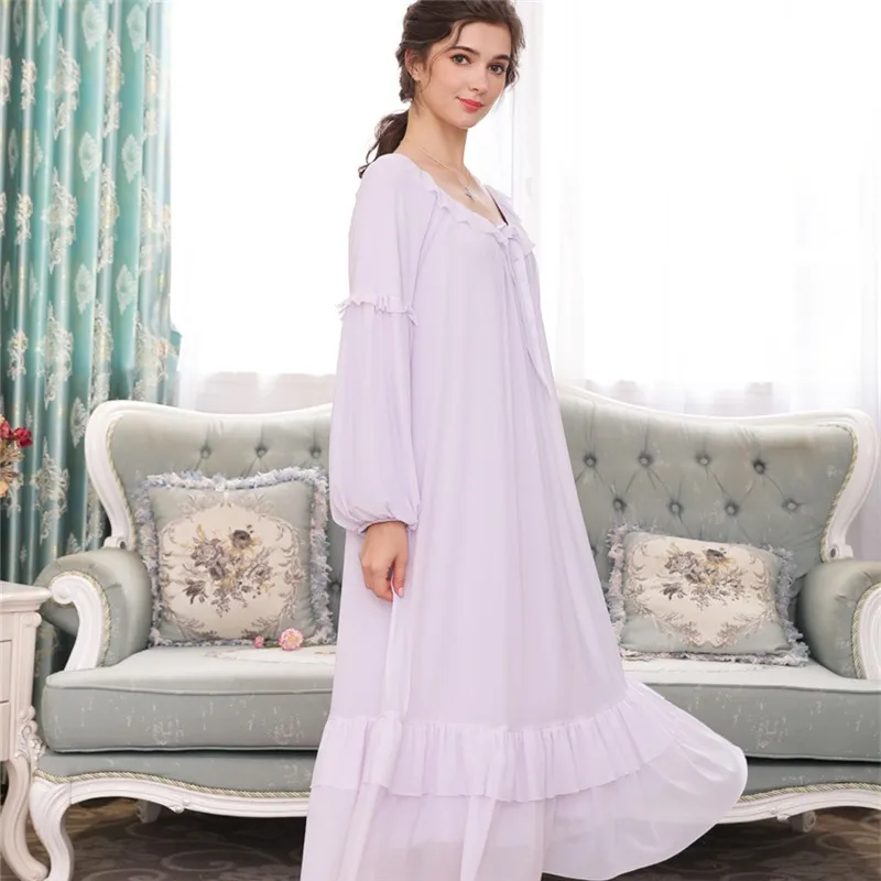 Осеннее ночное белье для женщин винтажная ночная рубашка с длинным рукавом
