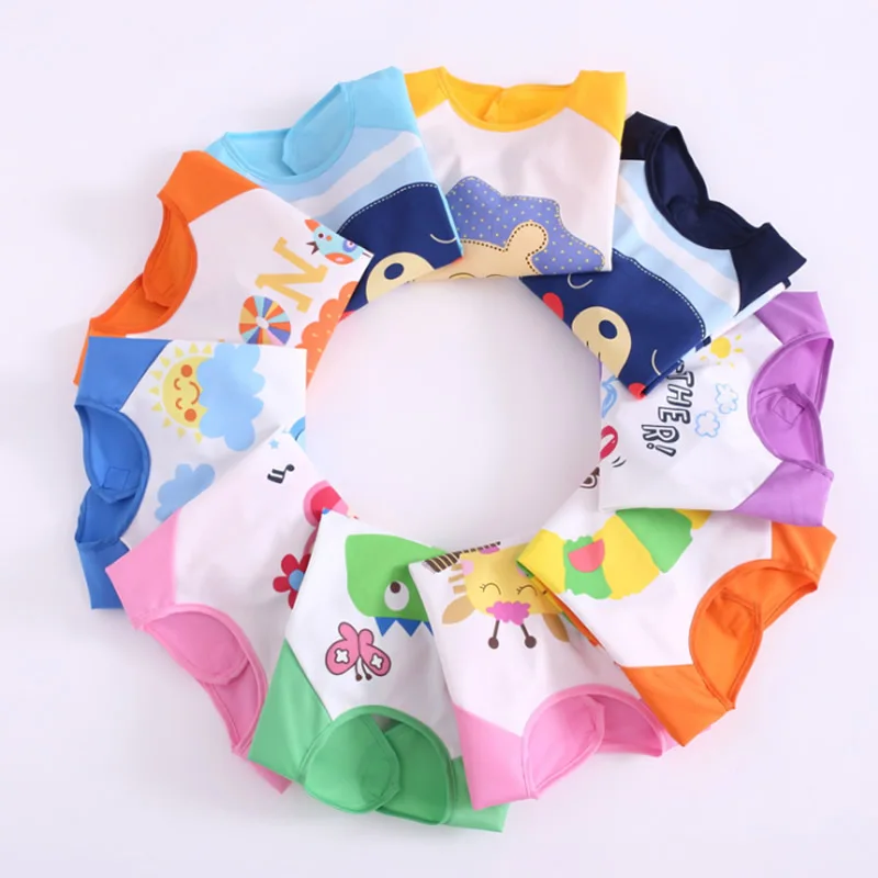 

Waterproof baby bibs baberos bebe Cartoon printed long sleeve smock for toddler kids baby eating drawing keep clean easy wash