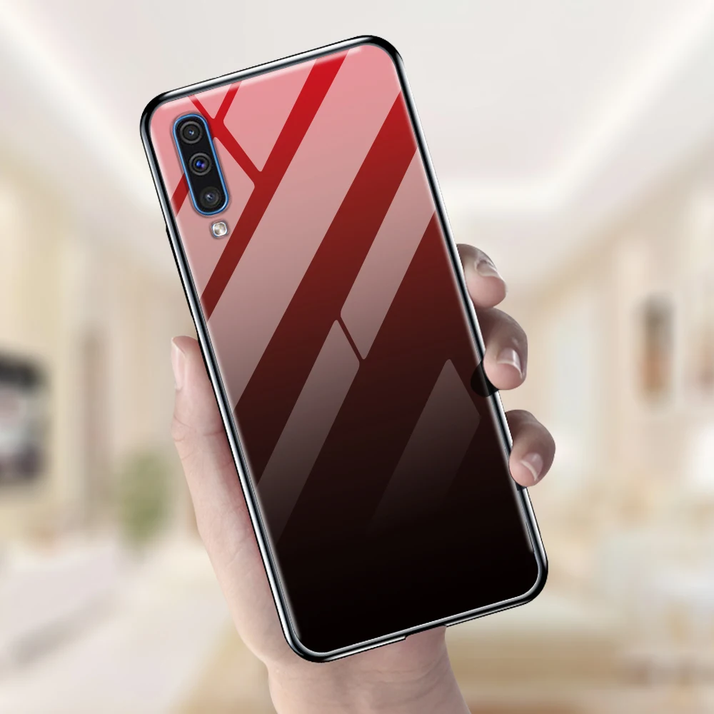 Для samsung A50 чехол Galaxy A50 чехол s Закаленное стекло задняя крышка с градиентом для samsung Galaxy ya50 A 50 A505F бампер на A50