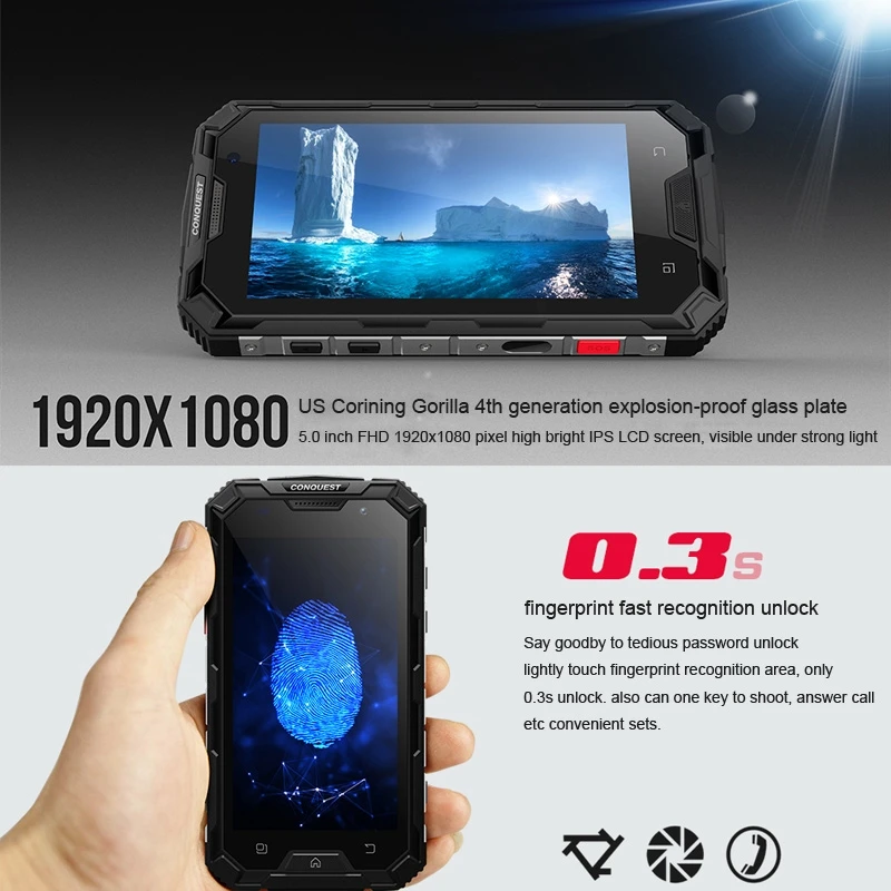 Conquest S8 Plus 4G Walkie Talkie мобильный телефон Android 6,0 4 Гб+ 64 ГБ Восьмиядерный IP68 водонепроницаемый смартфон 1080P NFC сотовый телефон