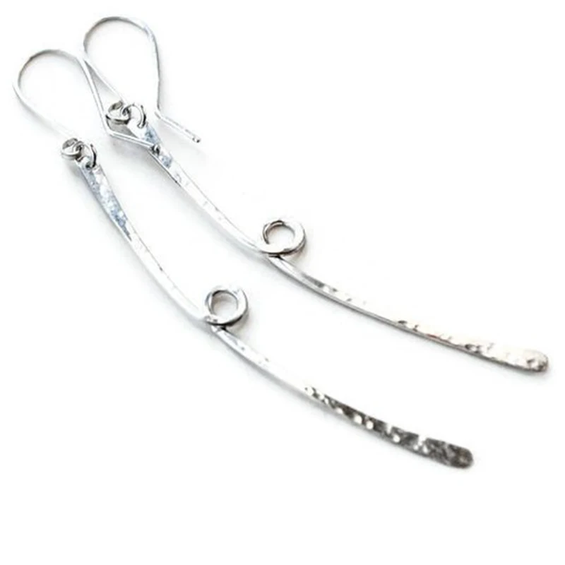 

Long Bar Earrings Handmade Jewelry Gold Filled/925 Silver Hammered Brincos Vintage Boho Jewelry Oorbellen Earrings For Women