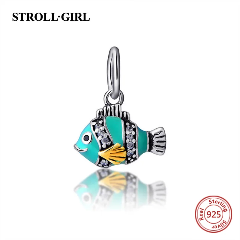 P6081 StrollGirl diy craft beads cute animal fish collection 925 silver pandora charm fit original bracelet fashion jewelry making - Цвет: P6081