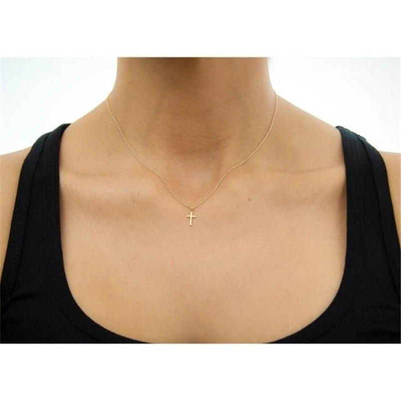 Fashion Cross Necklace For Women Minimalist Pendant Gold Color Chain Choker Necklaces FE Gift Card mothers day | Украшения и