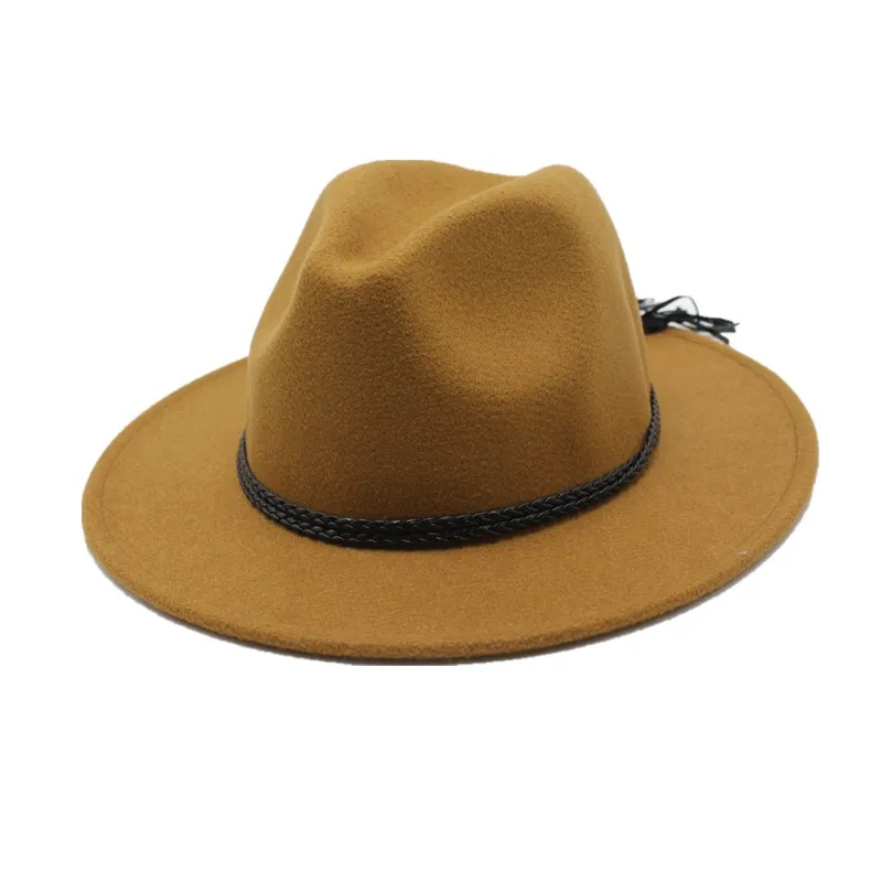 Женская шерстяная шляпа федора со скрытой веревкой в европейском и американском