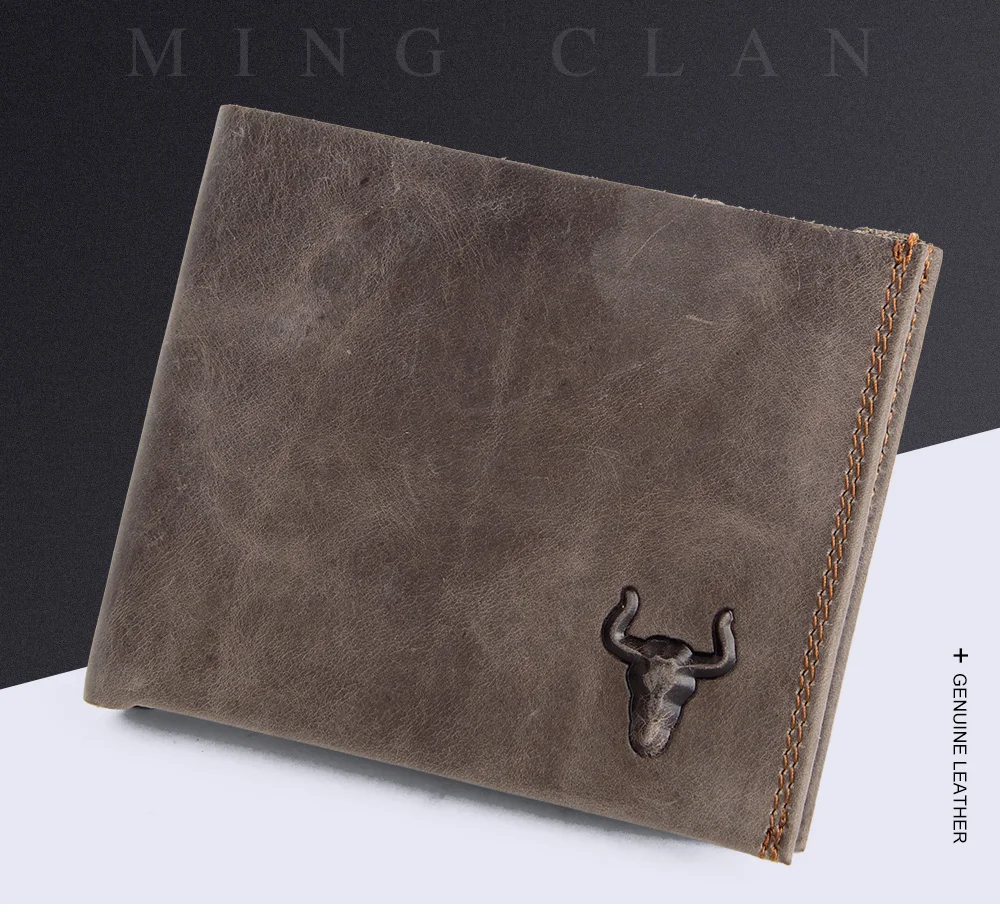 Mingclan Crazy Horse, короткие мужские кошельки из натуральной кожи, мужской держатель для карт, кошелек, Rfid Блокировка, Карманный кожаный кошелек
