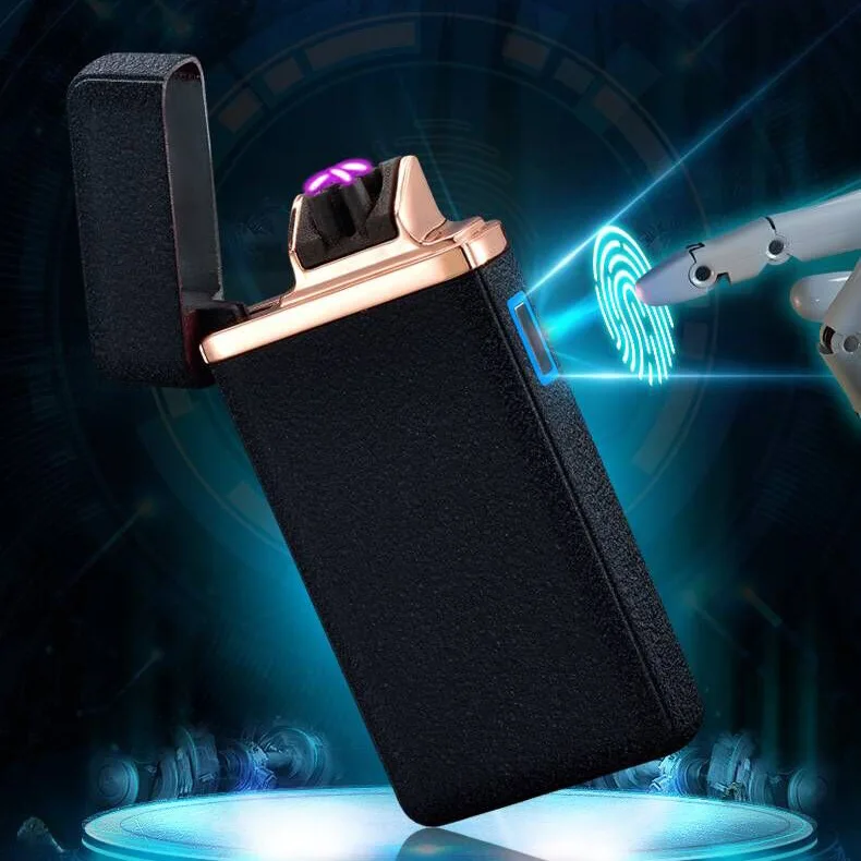 Электрическая двухдуговая USB Зажигалка светодиодный сенсорный переключатель