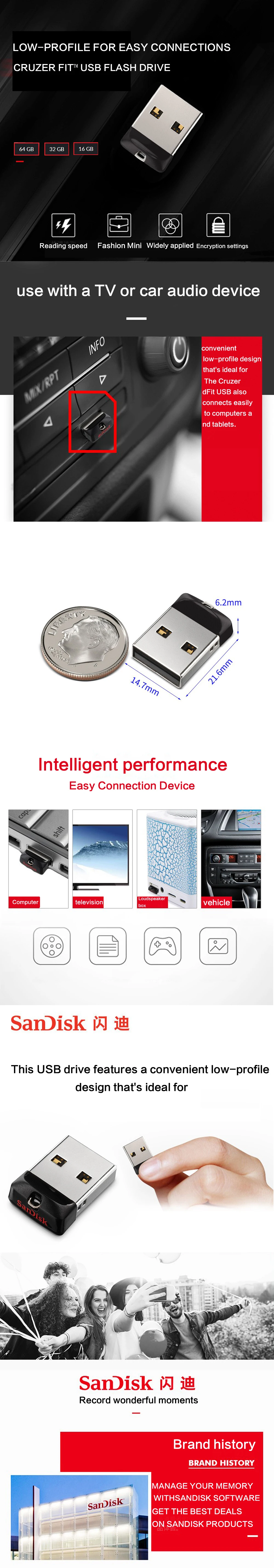SanDisk usb flash32GB 64GB 16GB 8GB флеш-накопители 2,0 Pendrive 32G CRUZER FIT USB флеш-накопитель Поддержка официальной проверки