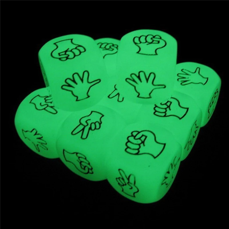 

Hot Sale Carving Guessing Dice Package Scissors Hammer Night Luminous Dice Night Bar KTV Entertainment Game Dice