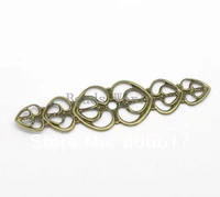 best quality 100 pcs bronze tone filigree love heart wraps connectors embellishments jewelry findings 53x14mmw03503 x 1