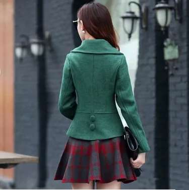 2020 новое осенне зимнее пальто женское тонкое Короткое шерстяное с отворотом на