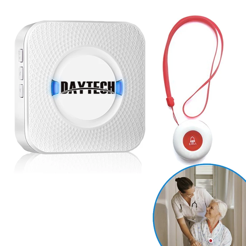 

DAYTECH Caregiver Pager Wireless Home Care Alert Calling System SOS Call Buttons For Elderly Patient Pregnant Disabled（CC01-01A）