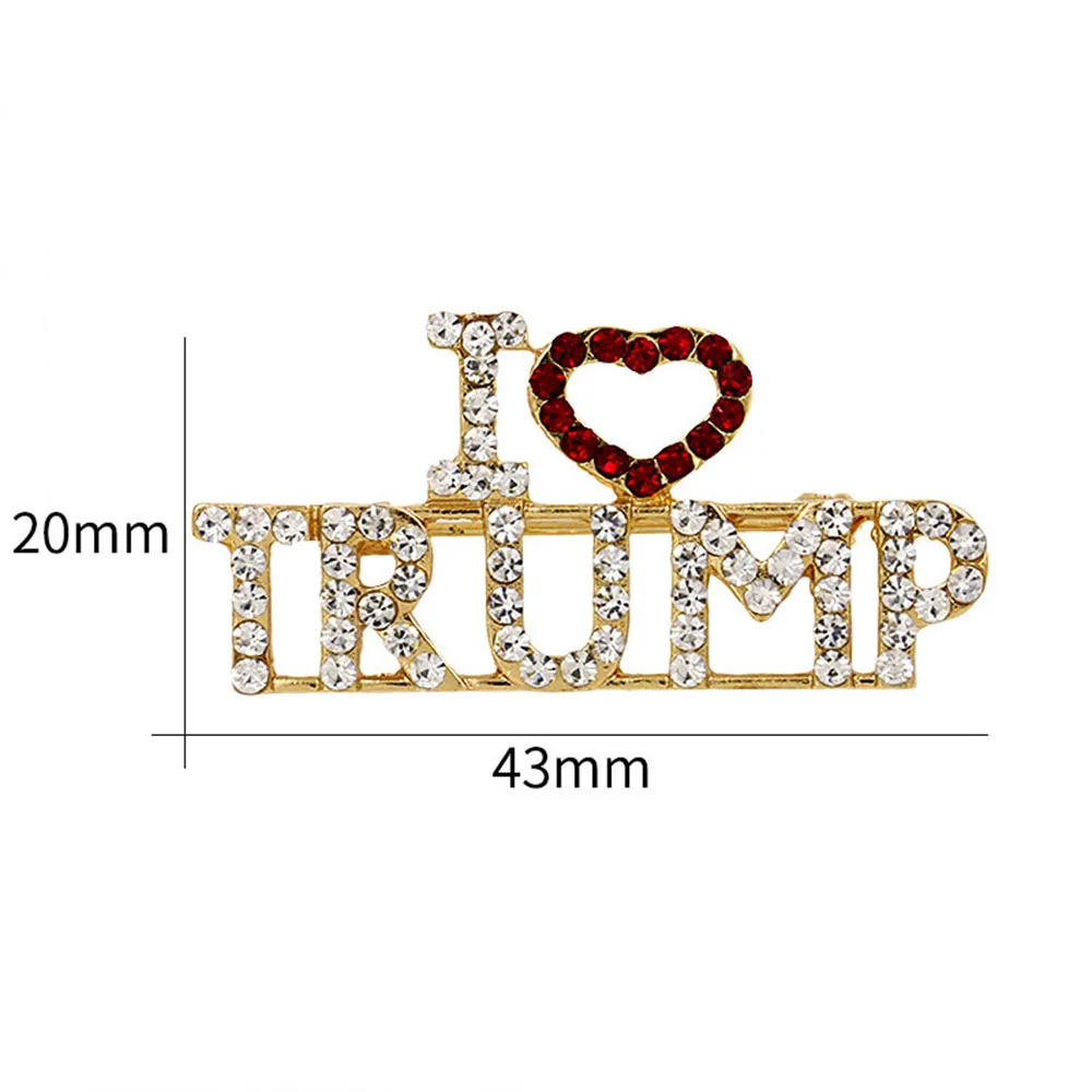 Уникальный Дизайн Стразы Броши для женщин красное сердце буквы &quotI Love Trump&quot