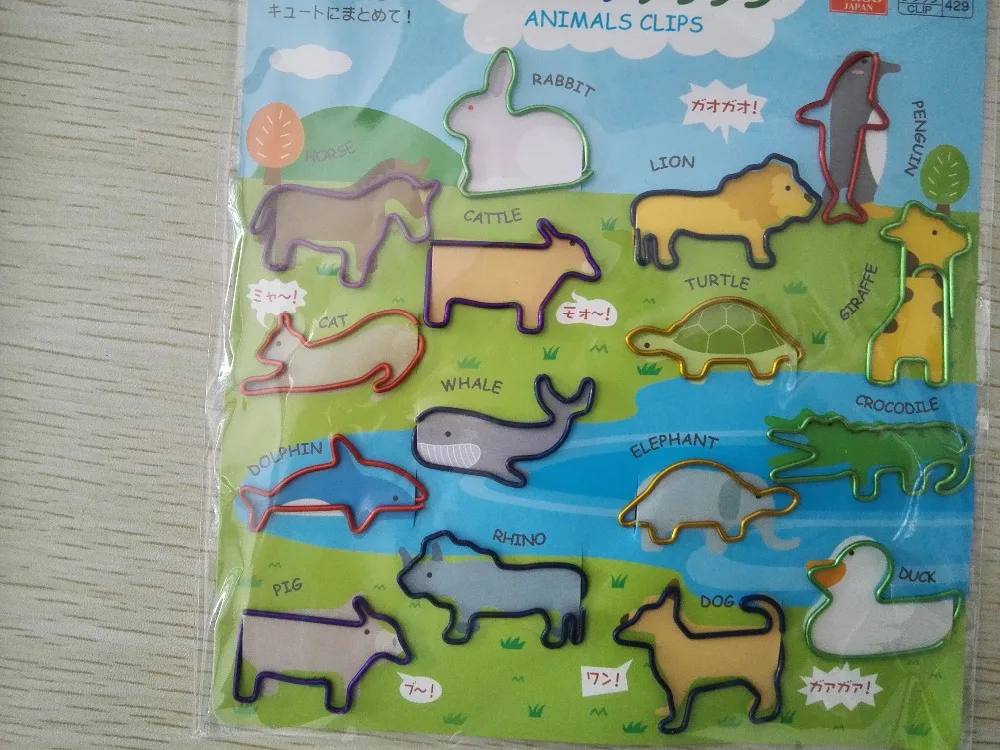 

16pcs/lot New Arrival Novelty Practical Animal Shape Paper Clip Metal Bookmark Paperclips